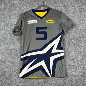 Upward Soccer Jersey Mens Size Small Gray Athletic Short Sleeve Number 5 Sports